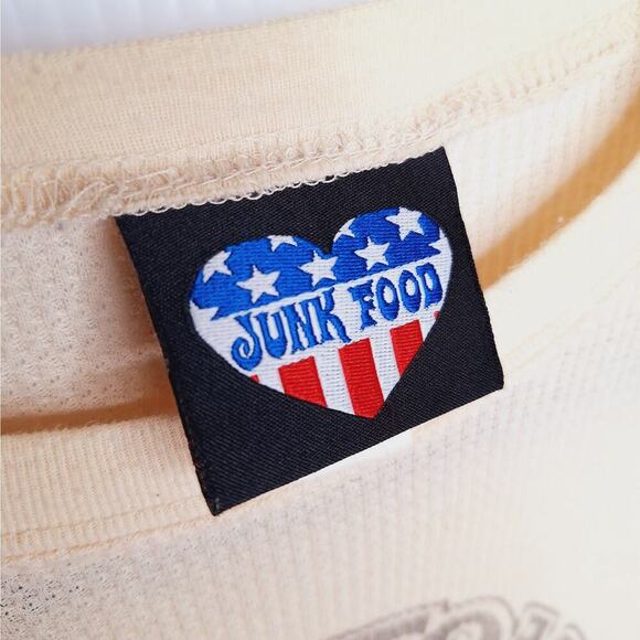 VTG Y2K Junk Food Thermal Top Rolling Stones Band Large Long Sleeve Lips Waffle - Picture 4 of 8